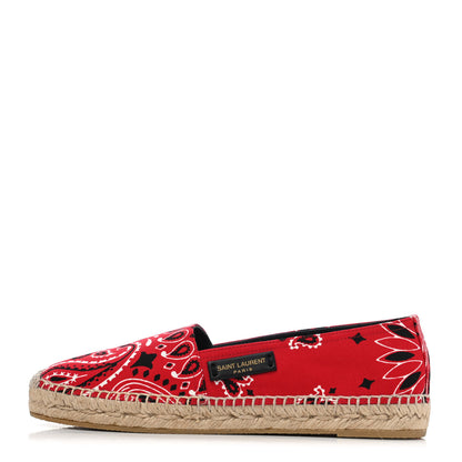 Saint Laurent Bandana Print Canvas Espadrilles 36 Red 1 of 4