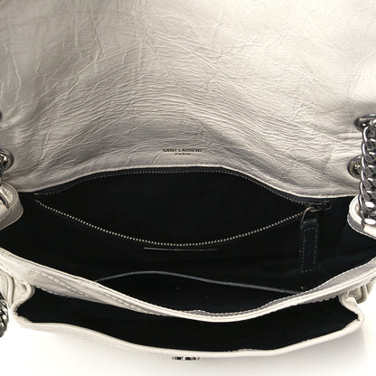 Saint Laurent Crinkled Calfskin Matelasse Monogram Medium Niki Chain Satchel Ivory 7 of 16