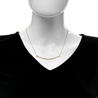 Tiffany 18K Yellow Gold Large T Smile Pendant Necklace 2 of 5