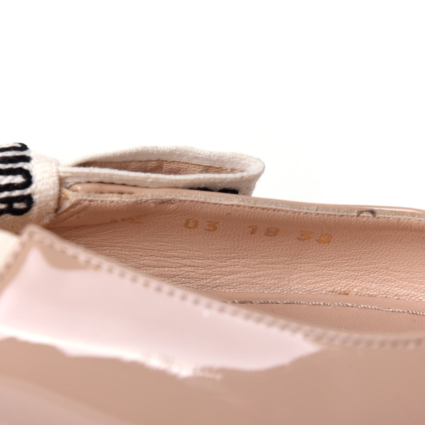 Patent Ribbon J'Adior Slingback Ballet Flats 38 Nude