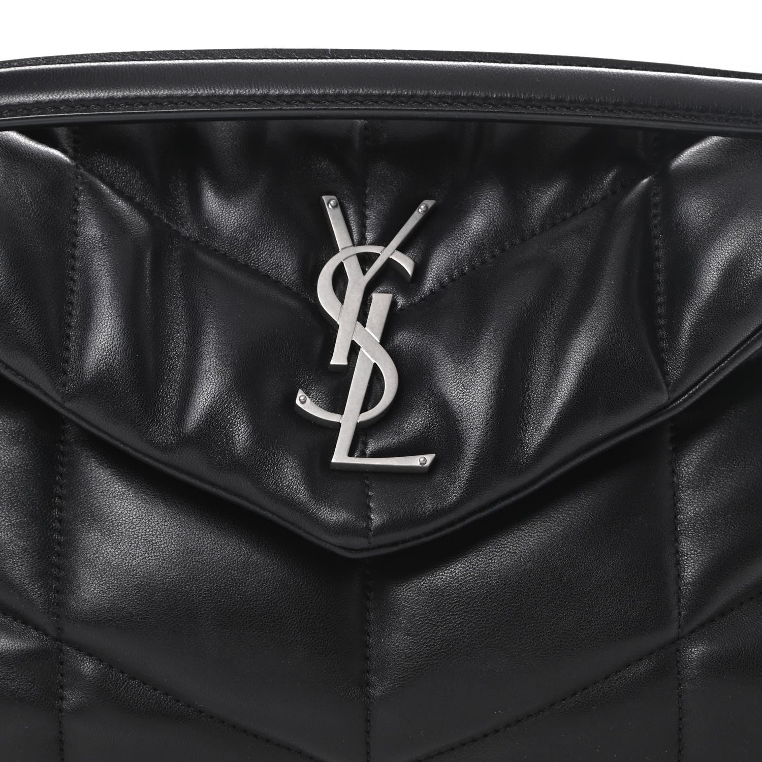 Saint Laurent Lambskin Quilted Small Loulou Puffer Monogram Chain Satchel Black 8 of 11