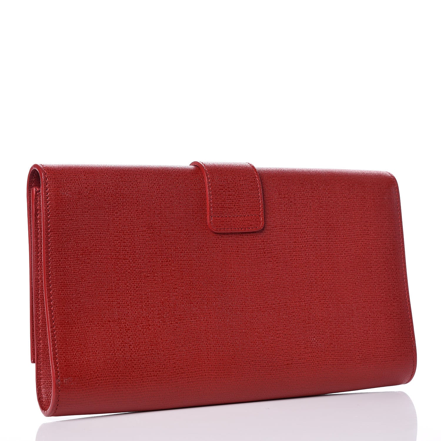 Saint Laurent Textured Calfskin Classic Y Ligne Clutch Red 3 of 19