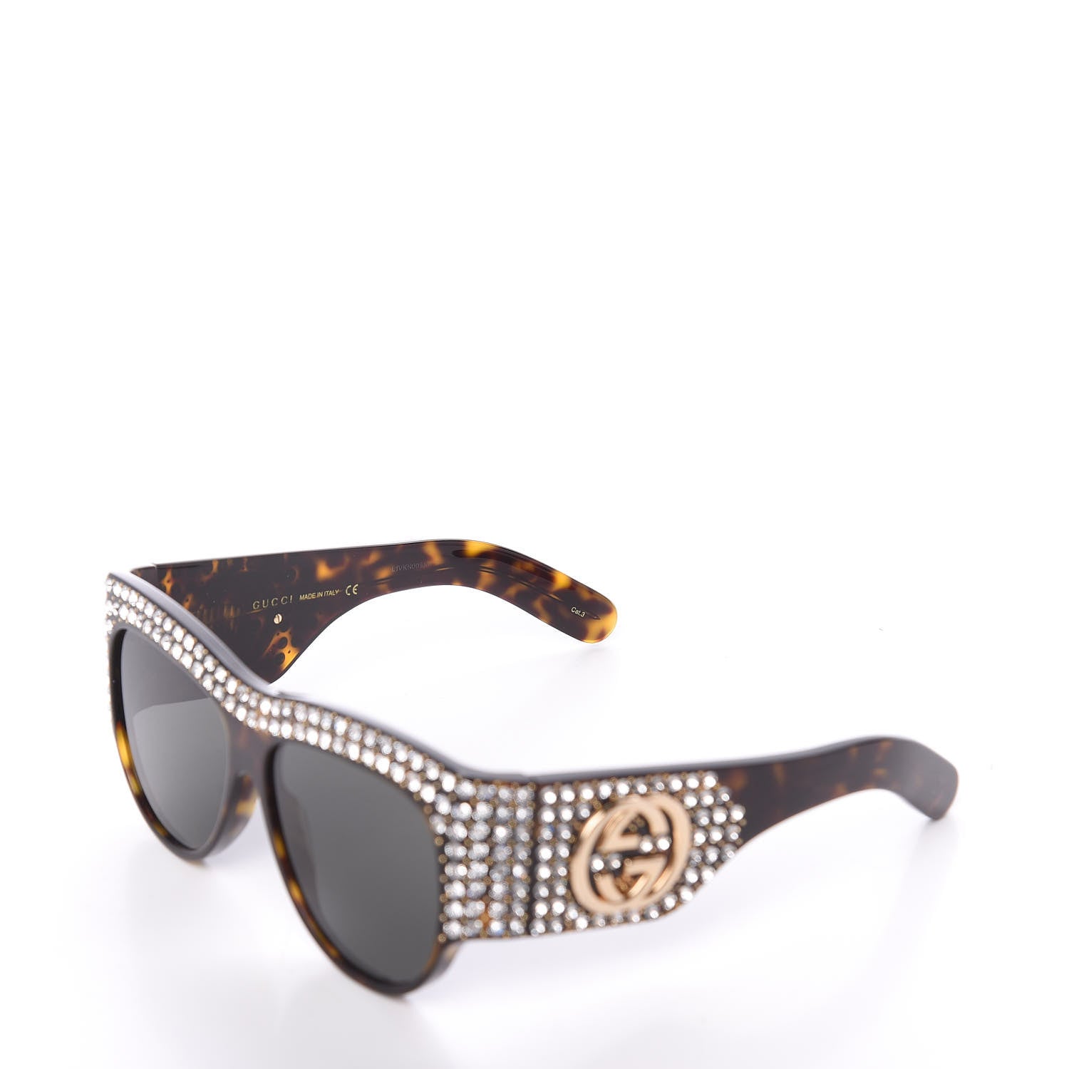 Gucci Acetate Crystal Oversize Hollywood Forever Sunglasses GG0144S Tortoiseshell 8 of 10