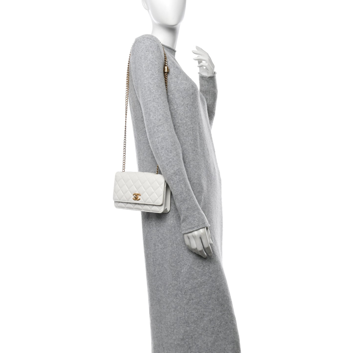 Lambskin Quilted Pillow Crush Wallet On Chain WOC White