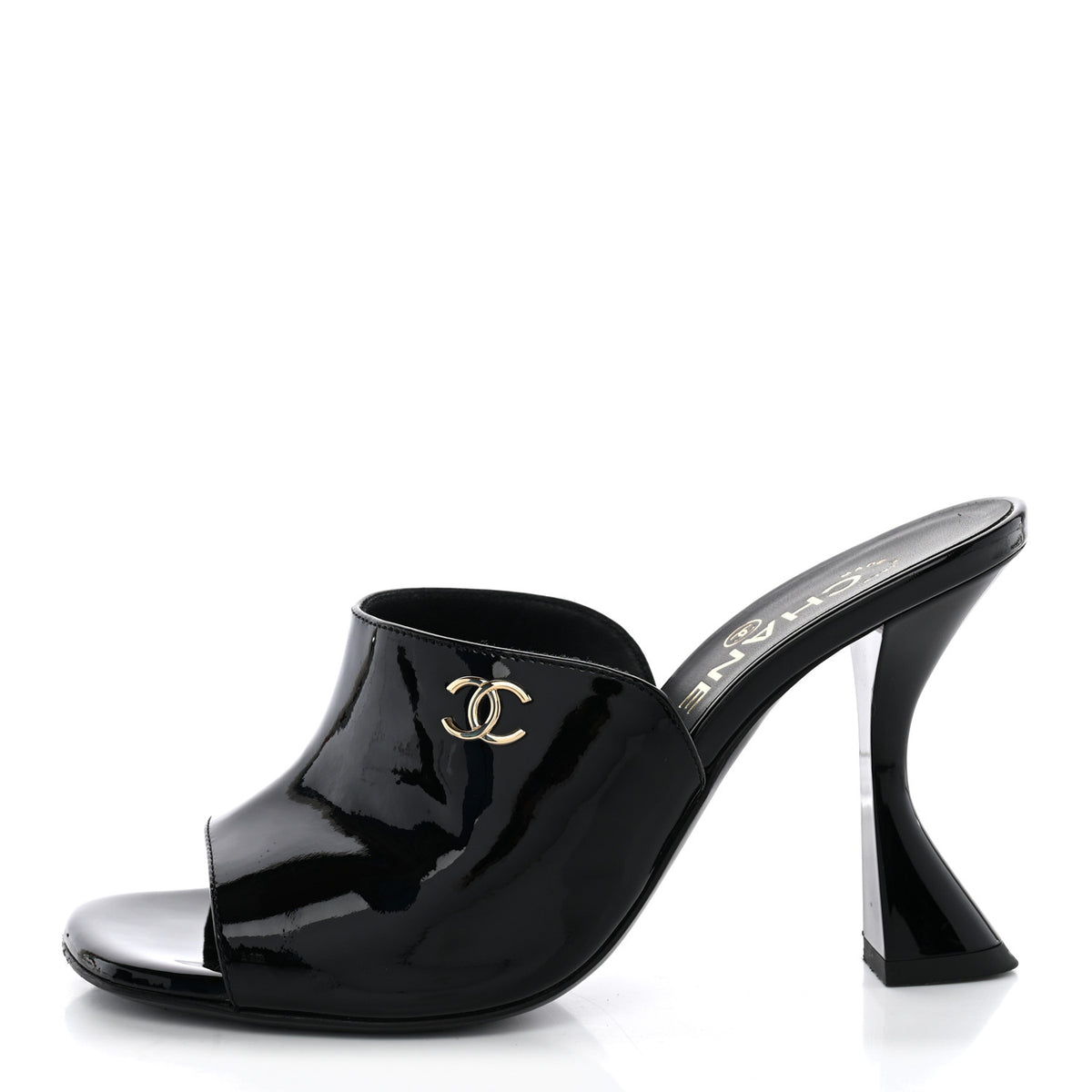 Chanel Patent Calfskin CC Mules 36.5 Black 1 of 13