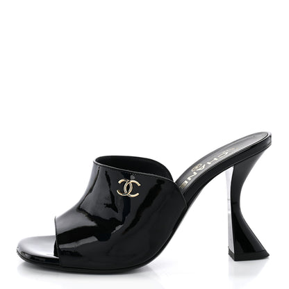 Chanel Patent Calfskin CC Mules 36.5 Black 1 of 13
