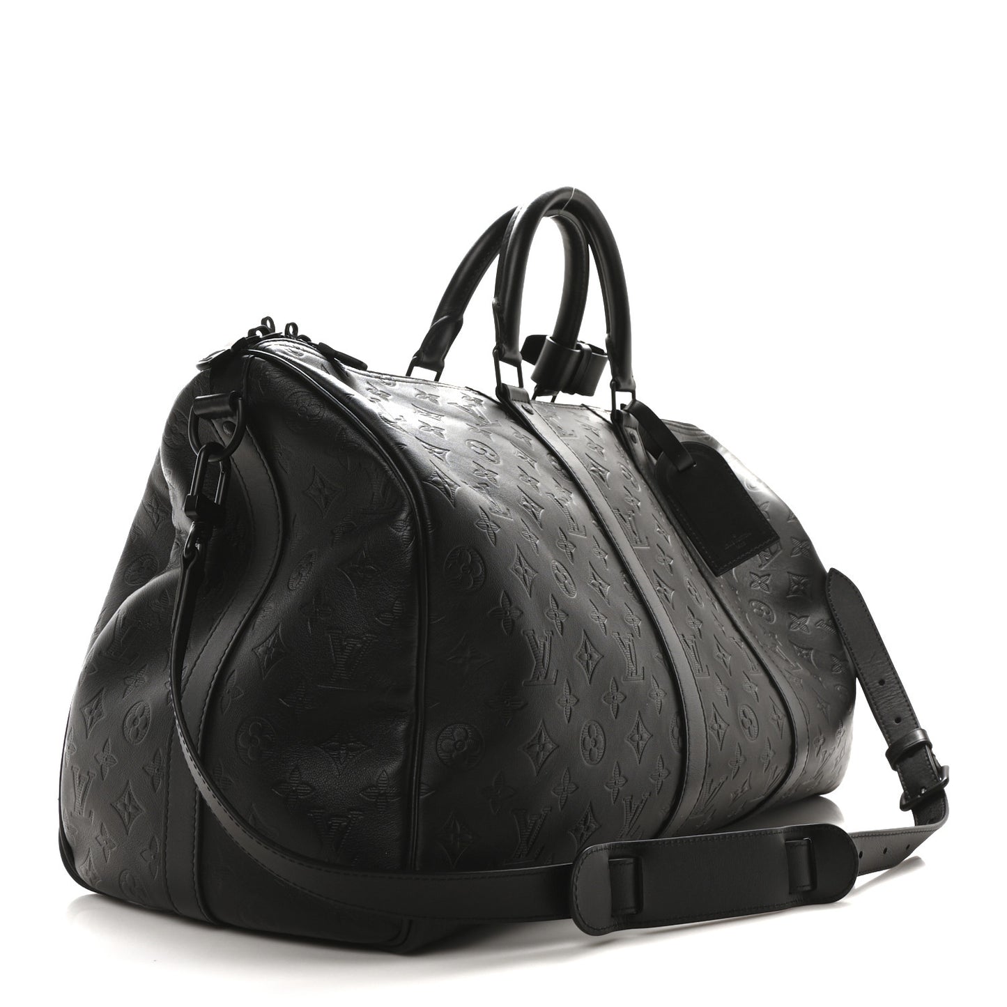 Calfskin Shadow Monogram Keepall Bandouliere 50 Black