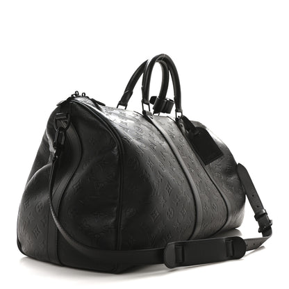 Louis Vuitton Calfskin Shadow Monogram Keepall Bandouliere 50 Black 2 of 9