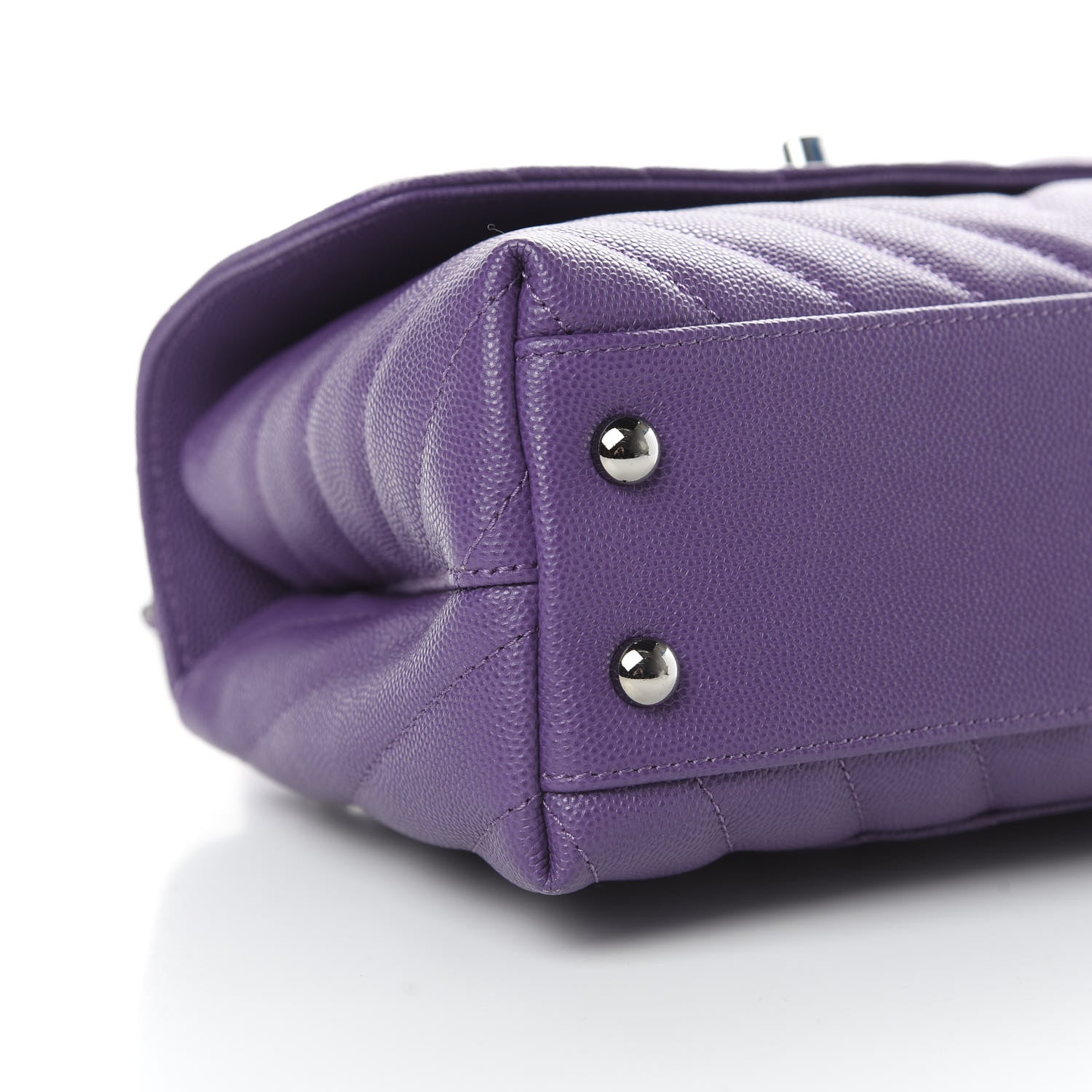 Chanel Caviar Chevron Quilted Mini Coco Handle Flap Purple 9 of 10