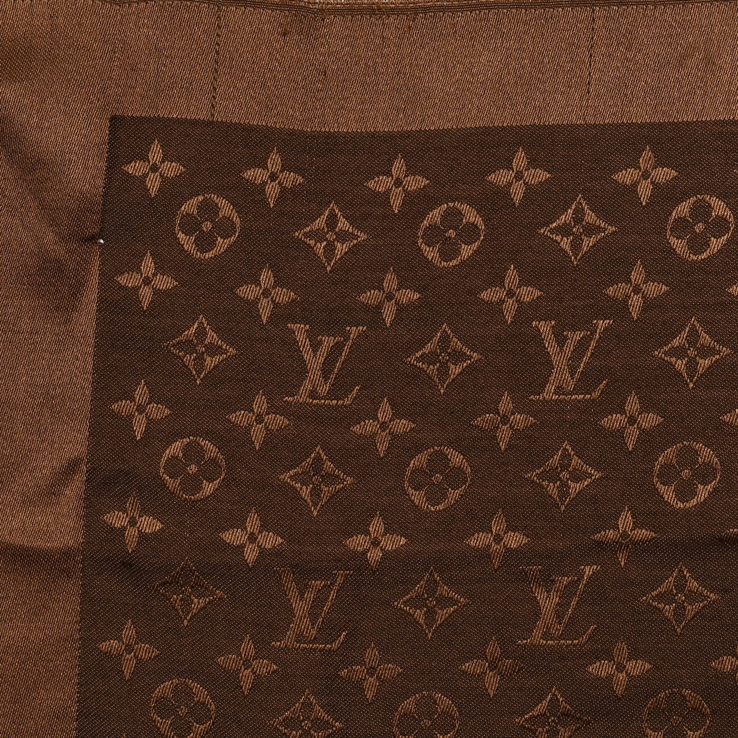 Silk Wool Monogram Denim Shawl Chocolate