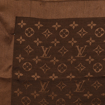 Louis Vuitton Silk Wool Monogram Denim Shawl Chocolate 4 of 5