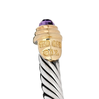 David Yurman Sterling Silver 18K Yellow Gold Amethyst 4mm Cable Kids Bracelet 3 of 3
