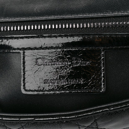Christian Dior Crinkled Patent Lambskin Cannage Medium Caro Bag Black 6 of 10