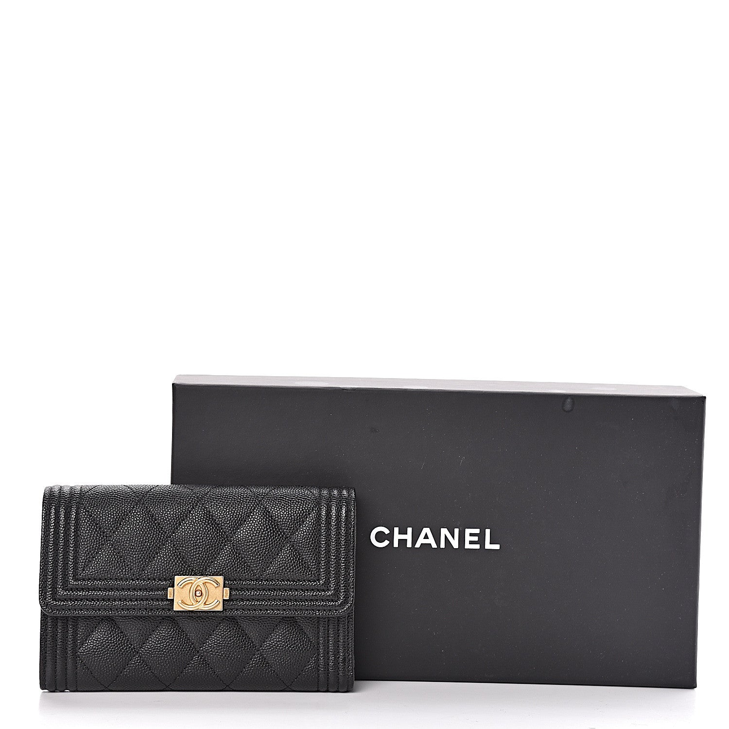 Chanel Caviar Quilted Medium Boy Flap Wallet Black 9 of 9