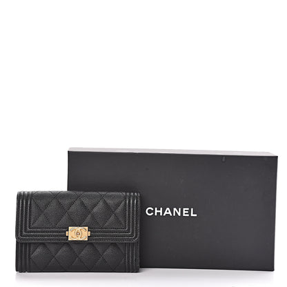 Chanel Caviar Quilted Medium Boy Flap Wallet Black 9 of 9