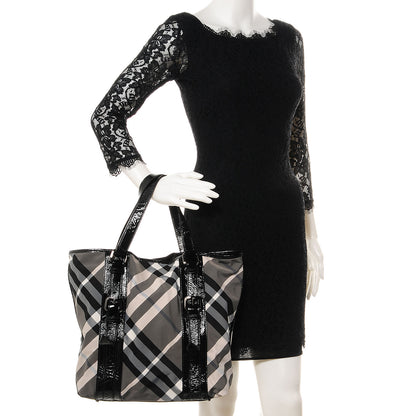 Burberry Nylon Beat Check Medium Victoria Tote Black 2 of 10