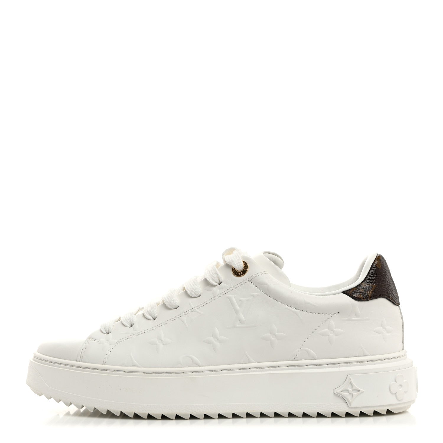 Louis Vuitton Lambskin Embossed Monogram Time Out Sneakers 40 White 1 of 8