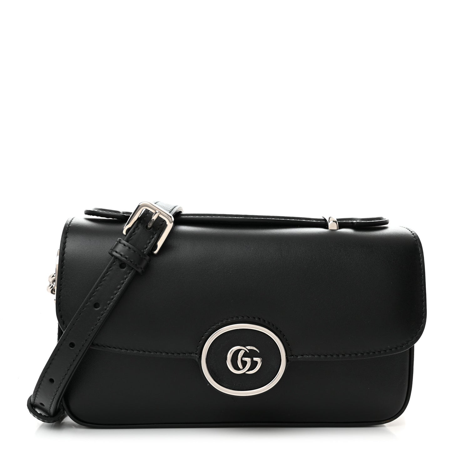 Senna Calfskin Petite GG Top Handle Shoulder Bag Black