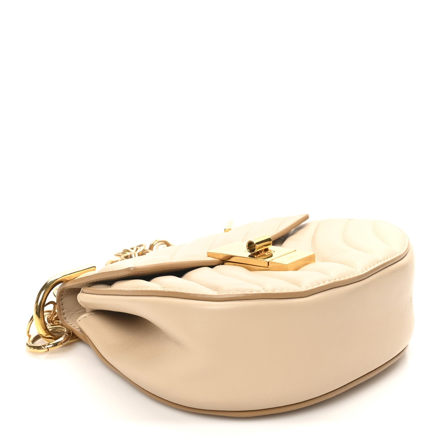 Chloe Calfskin Quilted Mini Drew Bijou Shoulder Bag Pearl Beige 4 of 9