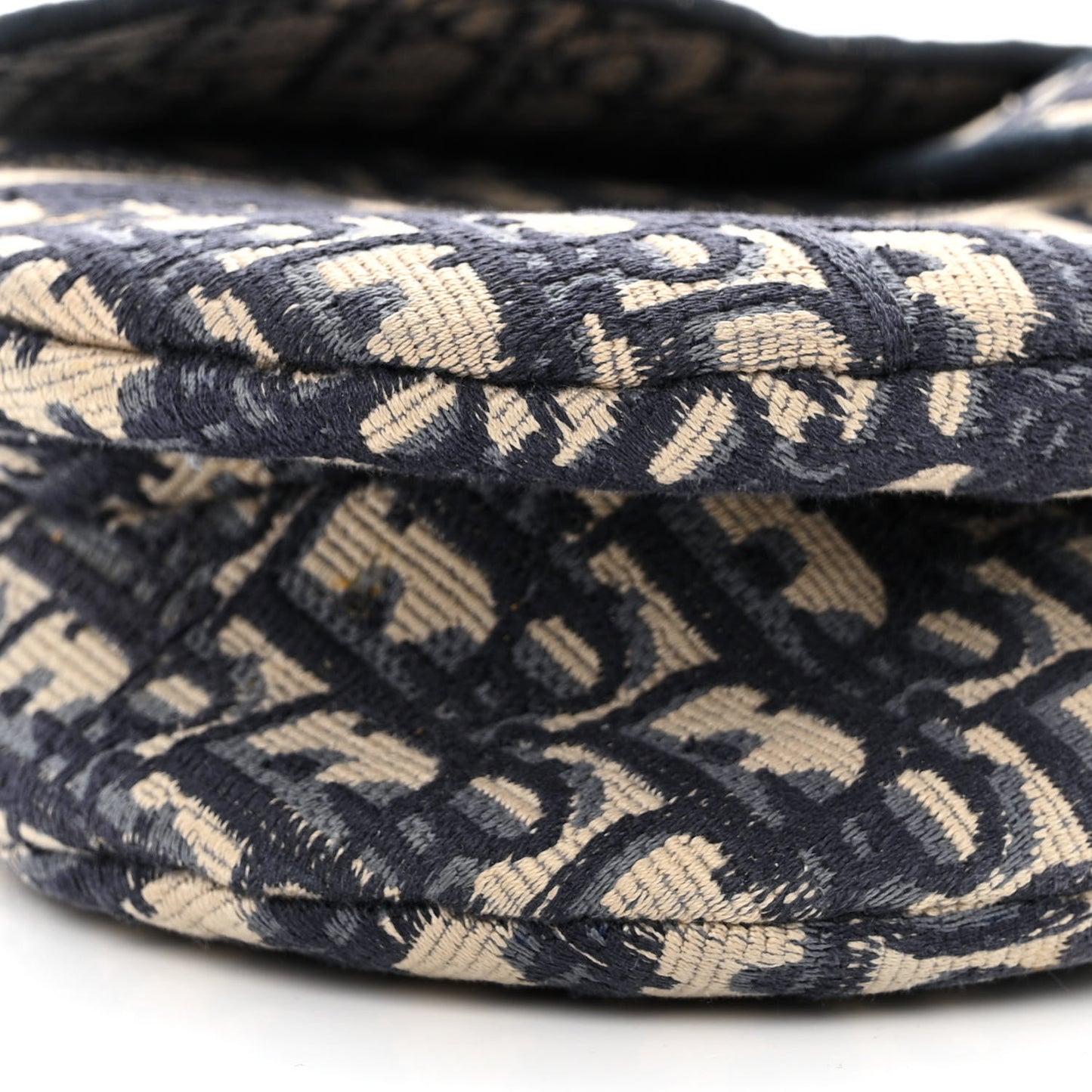 Oblique Embroidered Saddle Bag Blue