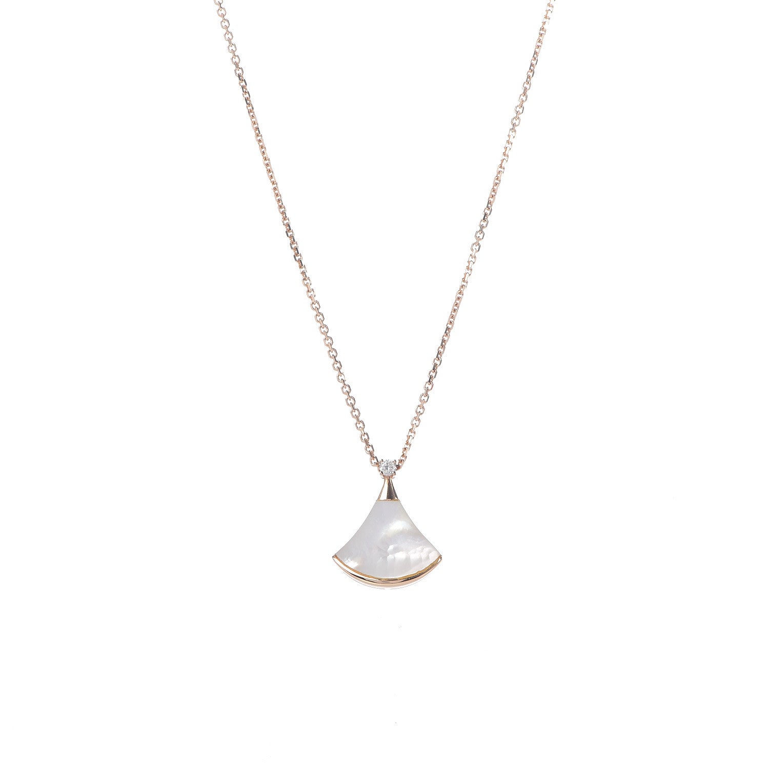 Bulgari 18K Rose Gold Diamond Mother of Pearl Small Divas' Dream Pendant Necklace 4 of 9