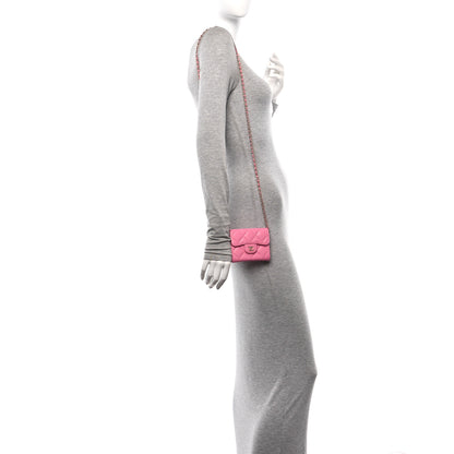 Chanel Caviar Quilted Flap Card Holder On Chain Pink 2 of 11