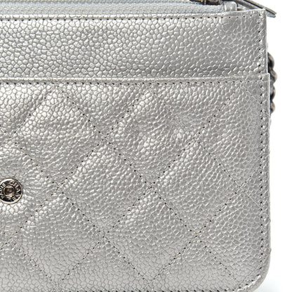 Chanel Metallic Caviar Quilted Wallet on Chain WOC Silver 11 of 11
