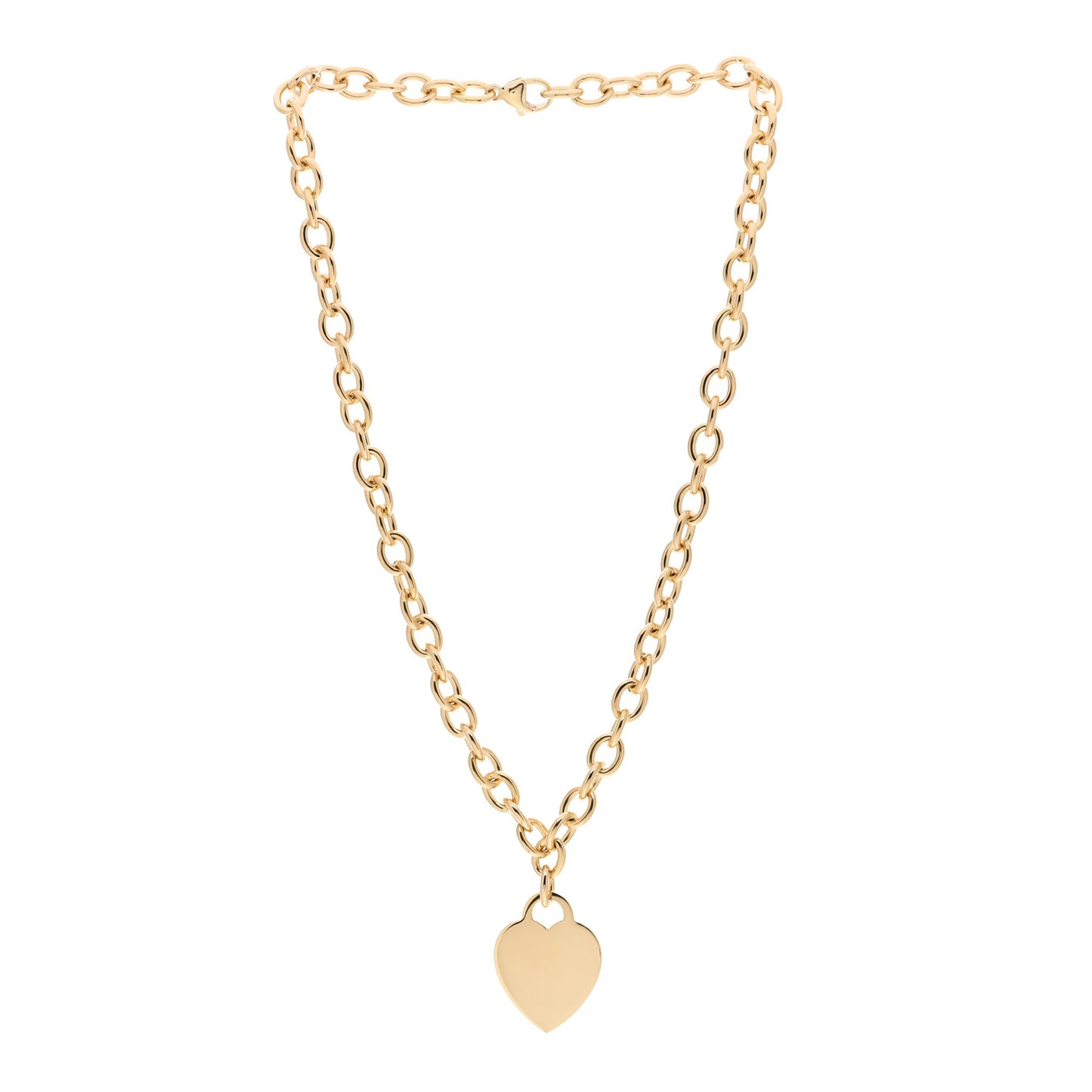18K Yellow Gold Heart Tag Necklace