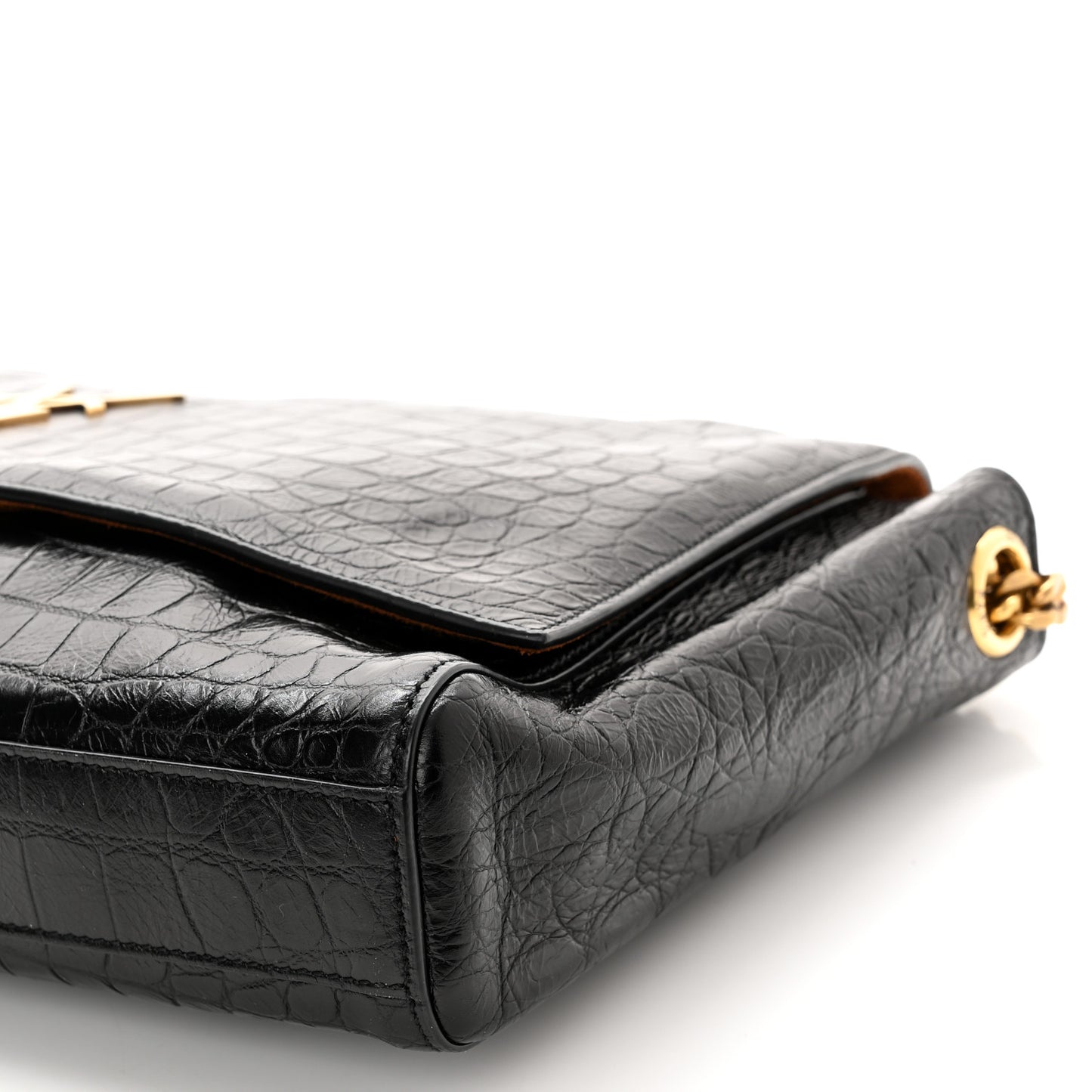 Calfskin Crocodile Embossed Suede Medium Reversible Monogram Kate Satchel Military Taupe