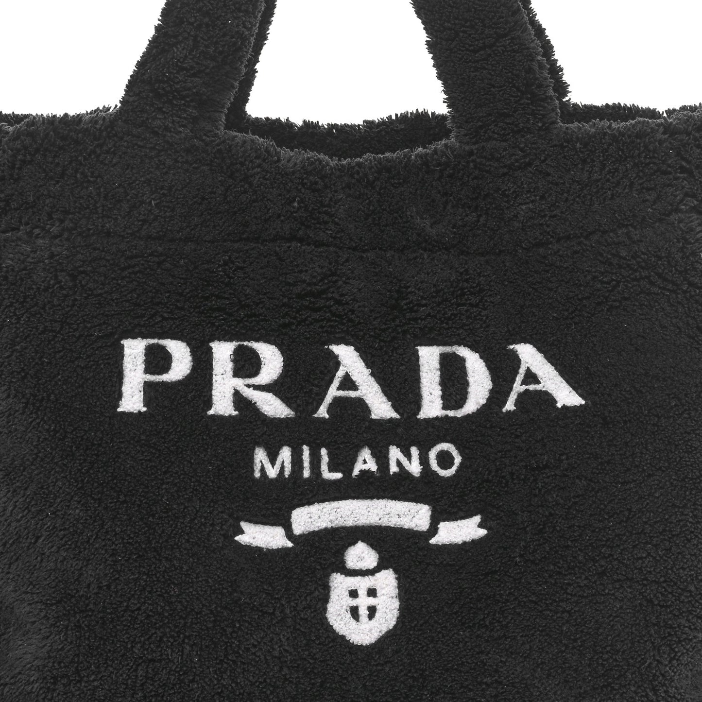 Terry Cloth Tote Bag Black White