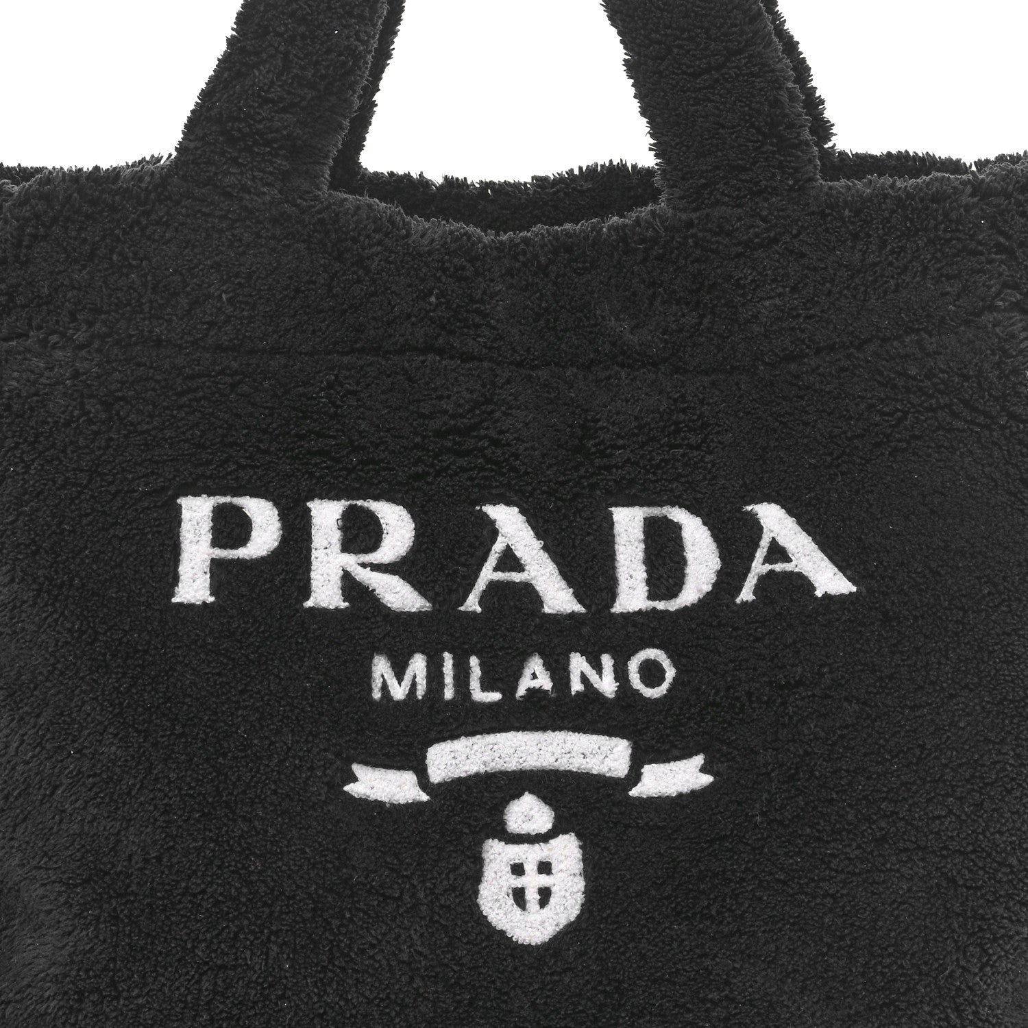 Prada Terry Cloth Tote Bag Black White 5 of 9