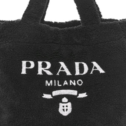 Prada Terry Cloth Tote Bag Black White 5 of 9