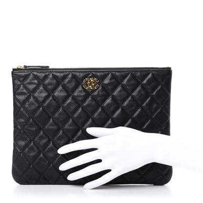 Chanel Lambskin Quilted Chanel 19 Medium Cosmetic Case Black 2 of 7