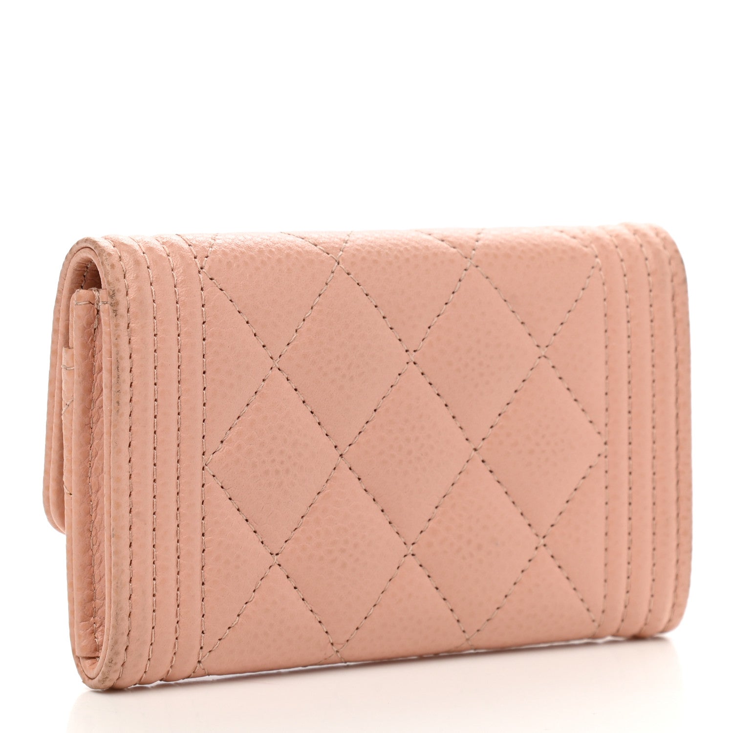 Chanel Caviar Quilted Boy Card Holder Wallet Light Pink 3 of 14