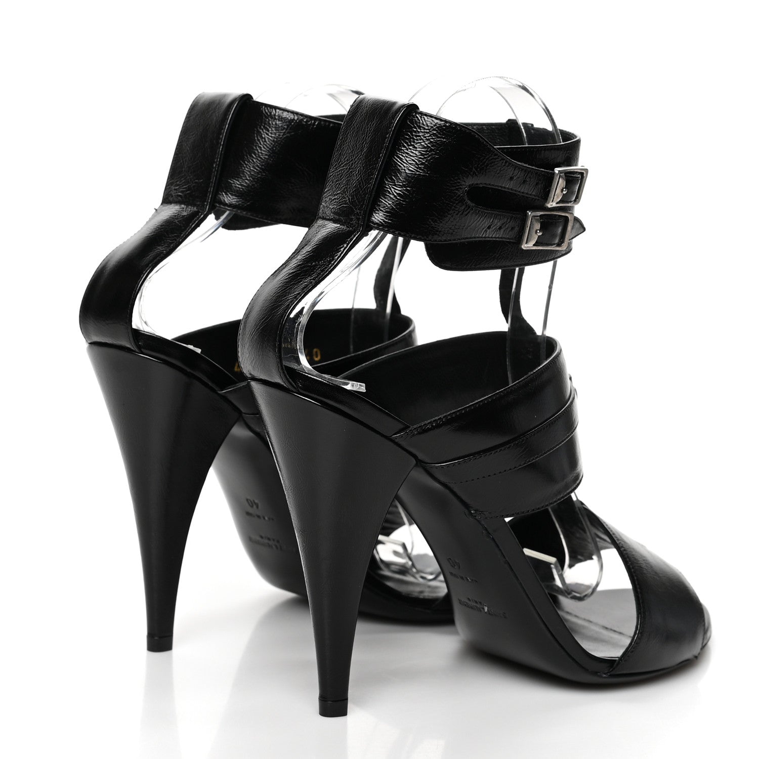 Saint Laurent Shiny Calfskin Fetish Sandal 40 Black 4 of 8