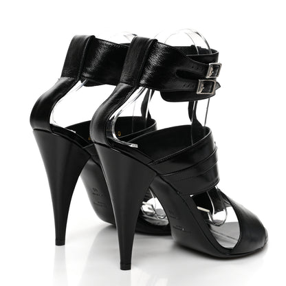 Saint Laurent Shiny Calfskin Fetish Sandal 40 Black 4 of 8