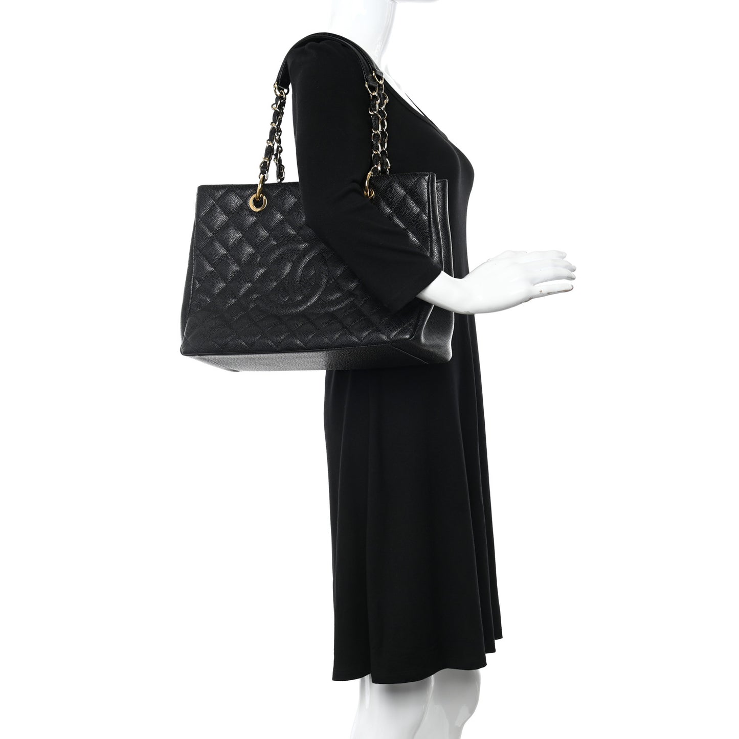 Caviar Quilted Grand Shopping Tote GST Black