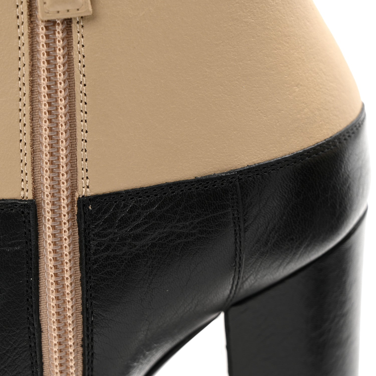 Chanel Tumbled Calfskin CC Short Boots 36 Beige Black 12 of 12