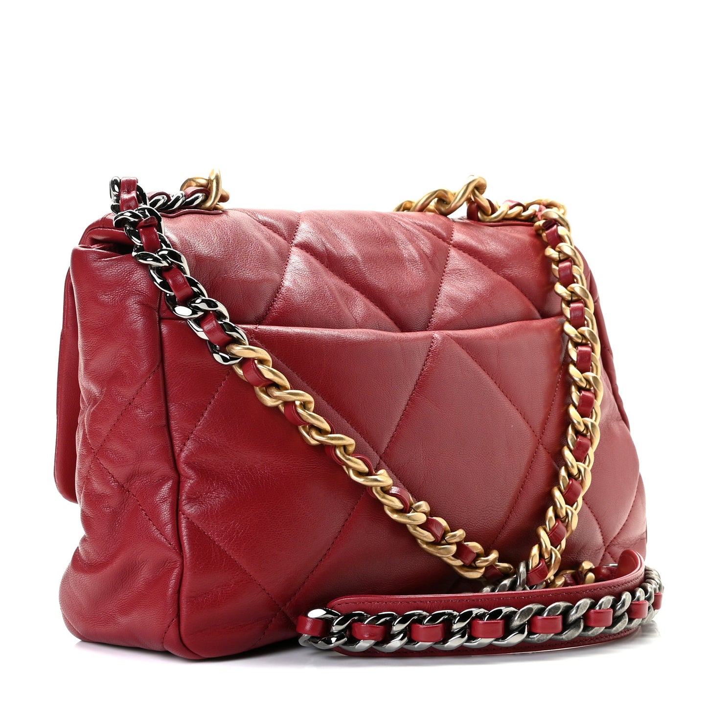 Lambskin Quilted Large Chanel 19 Flap Dark Pink