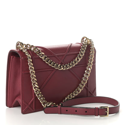 Christian Dior Grained Calfskin Medium Diorama Flap Bag Burgundy 3 of 8