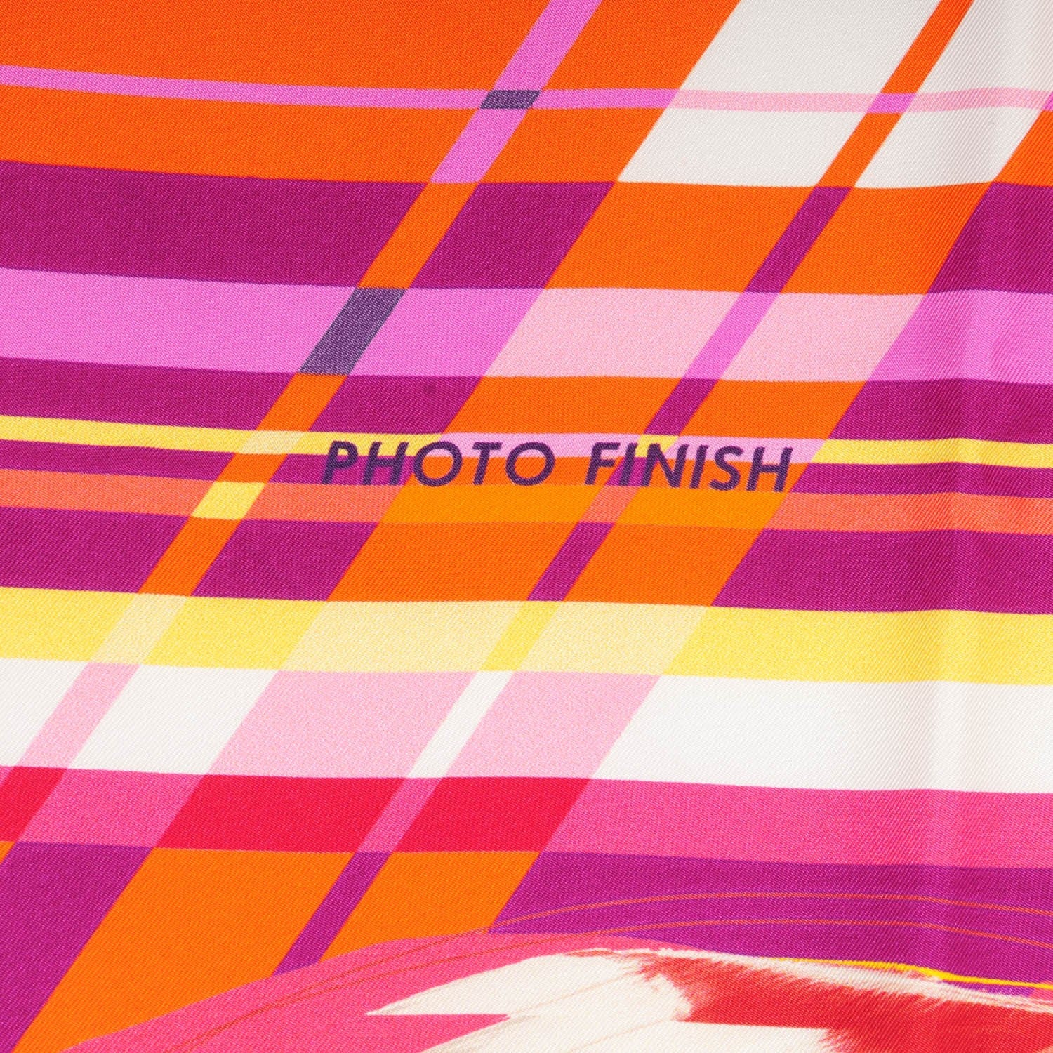 Hermes Silk Photo Finish Scarf 90 Fuchsia Orange Jaune Vif 4 of 6