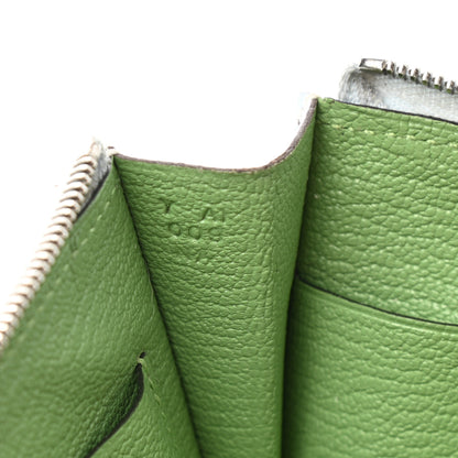 Hermes Chevre Mysore Remix Duo Wallet Blue Brume Vert Criquet 7 of 10