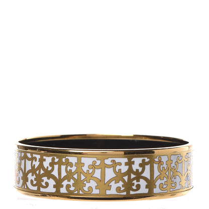 Hermes Enamel Printed Wide Balcons du Guadalquivir Bracelet 65 Gold 1 of 4