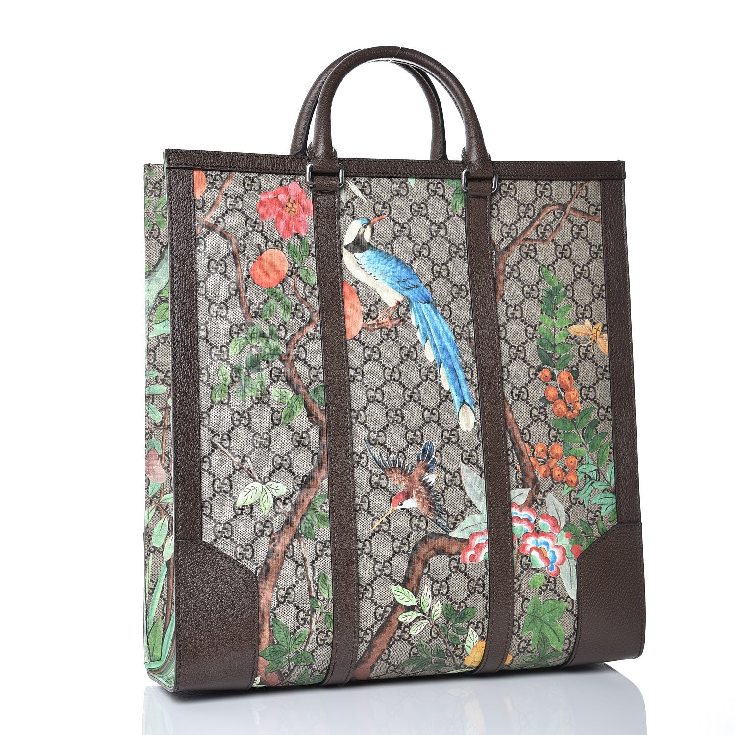 Gucci GG Supreme Monogram Tian Web Vertical Tote Beige Multicolor New Acero 3 of 9