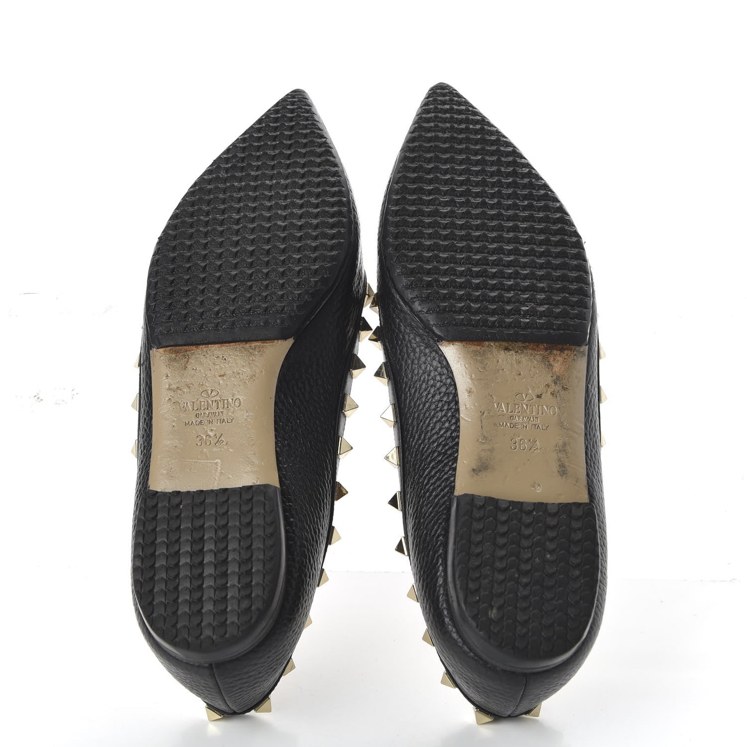 Valentino Garavani Pebbled Calfskin Rockstud Ballerina Flats 36.5 Black 5 of 8