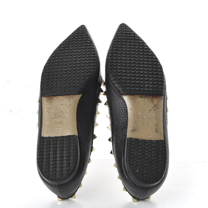 Valentino Garavani Pebbled Calfskin Rockstud Ballerina Flats 36.5 Black 5 of 8
