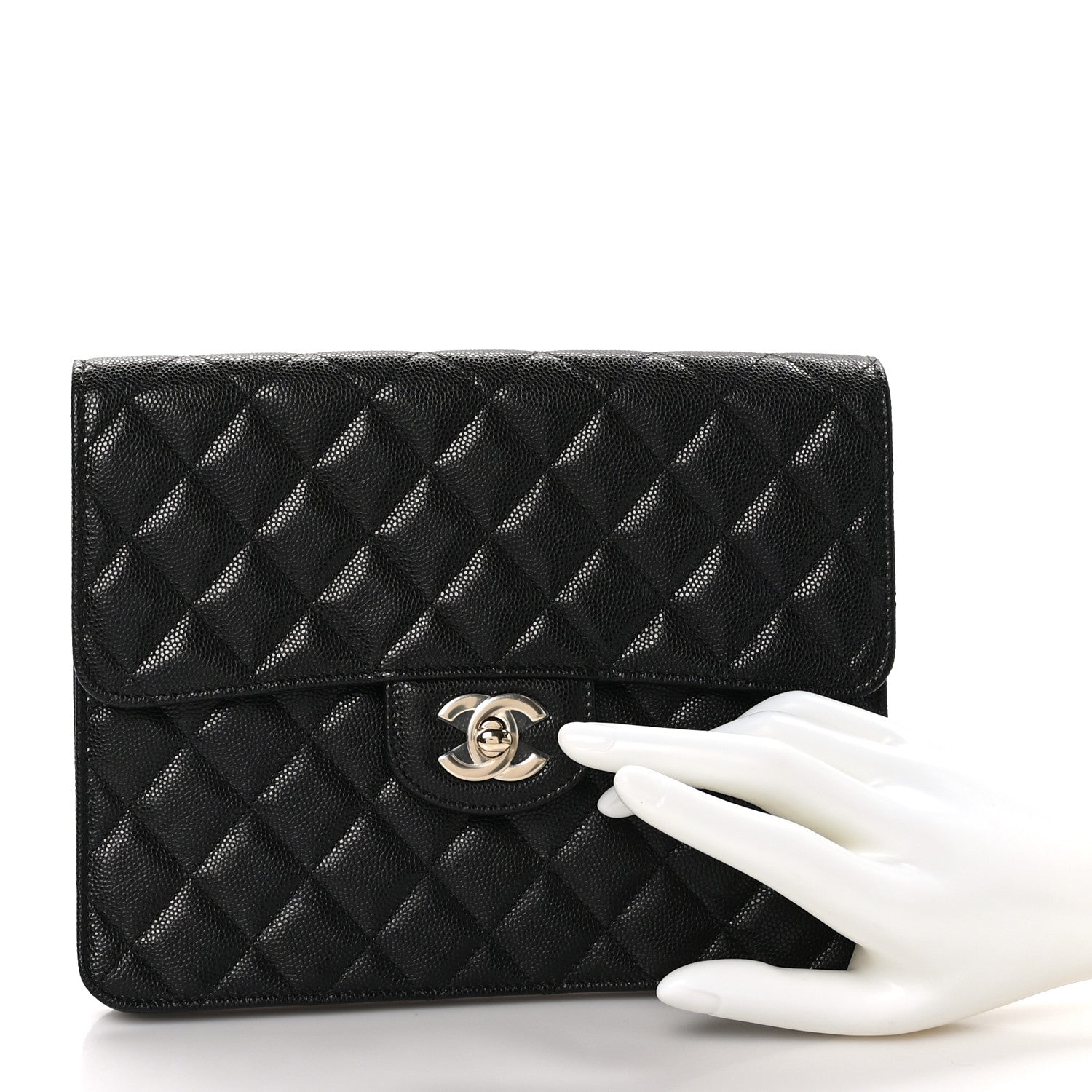 Chanel Caviar Quilted Square Flap Clutch Black 2 of 9
