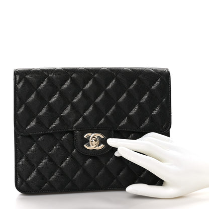Chanel Caviar Quilted Square Flap Clutch Black 2 of 9