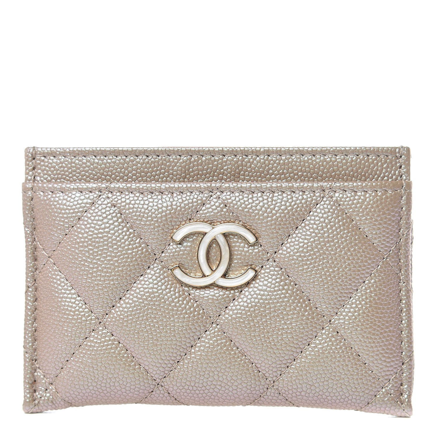 Chanel Iridescent Caviar Quilted Card Holder Beige 1 of 9