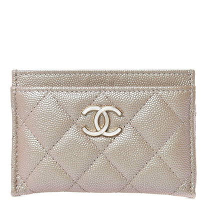 Chanel Iridescent Caviar Quilted Card Holder Beige 1 of 9